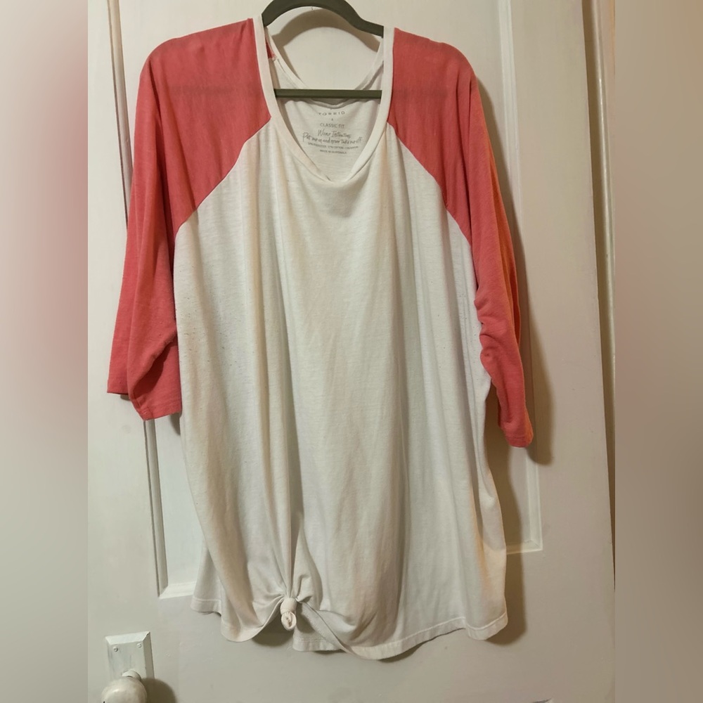 Torrid 4 Baseball Ragland Coral Shirt